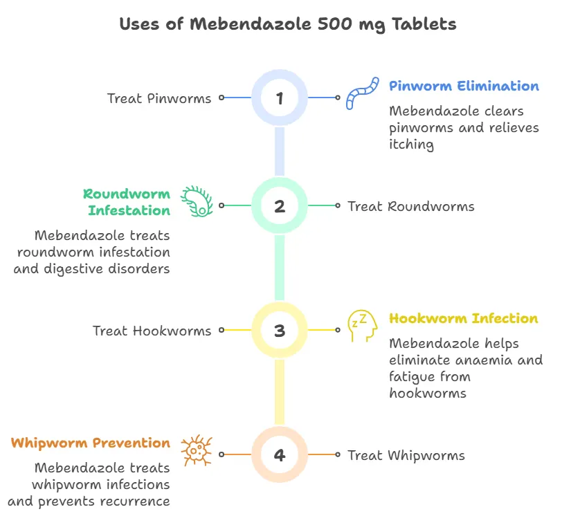 Uses of Mebendazole 500 mg Tablets